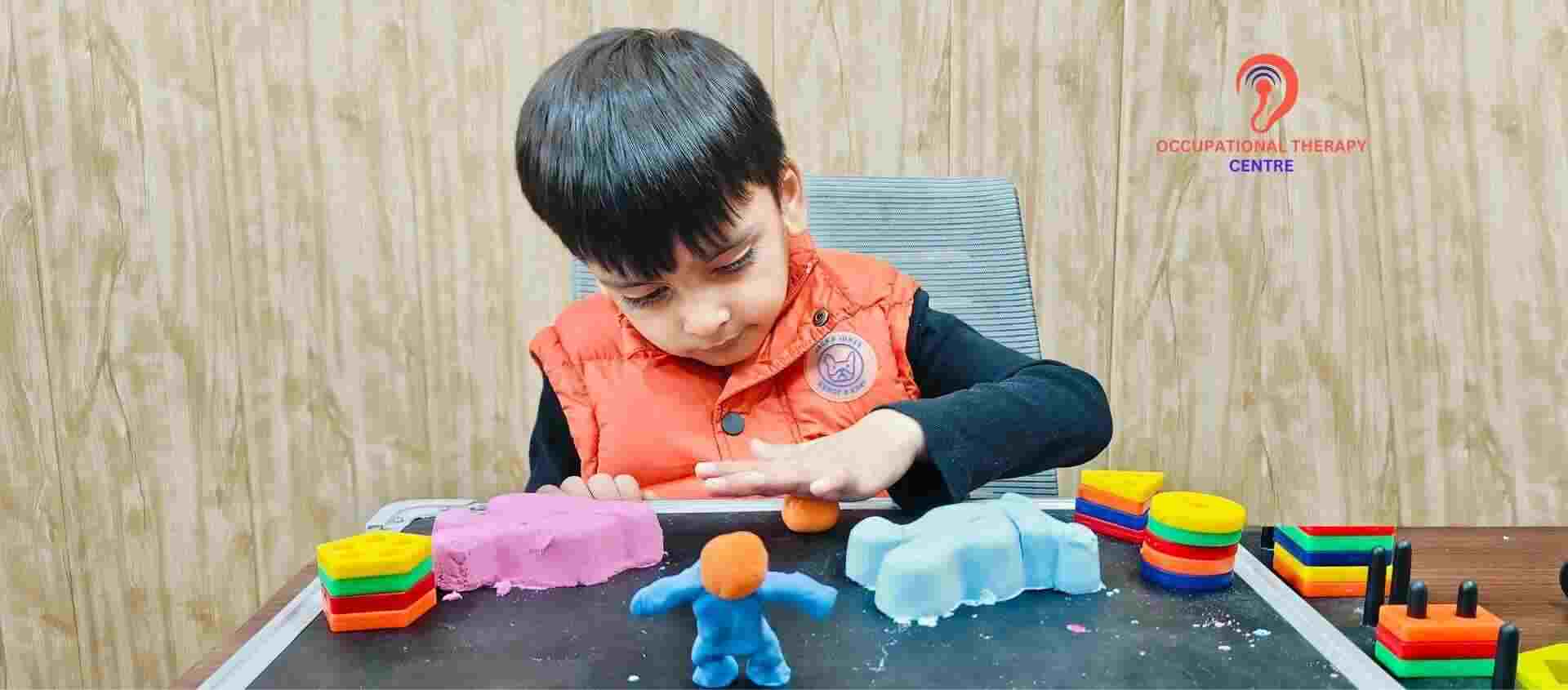 Image of Occupational therapy of children, at Occupational therapy centre, located in Greater Noida, recognized as the best occupational therapy centre in the Greater Noida, We offer a range of specialized services for children including Occupational Therapy, Autism Therapy, Behavioural Therapy, and Speech Therapy